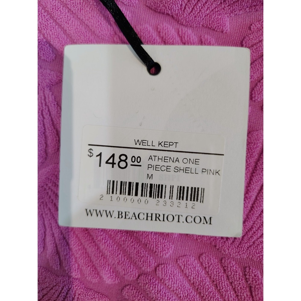 Beach Riot Women's Size Medium Pink Shell Texture Athena One Piece Swim Suit - Picture 5 of 8